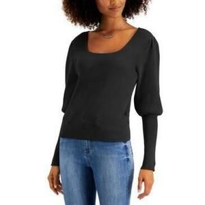 MSRP $50 Willow Drive Puff-Sleeve Sweater Black Size Medium (PILLING)